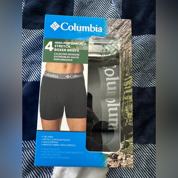 COLUMBIA 4-PACK High Performance Stretch Boxer Briefs MULTI COLOR BLUE Sz SMALL - Picture 1 of 7